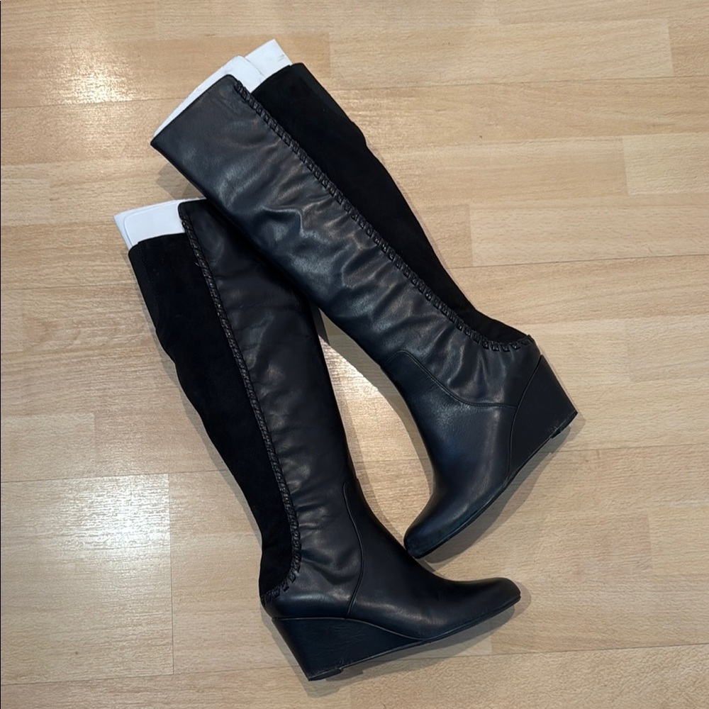 RACHEL Rachel Roy Black and White Over the Knee Boots